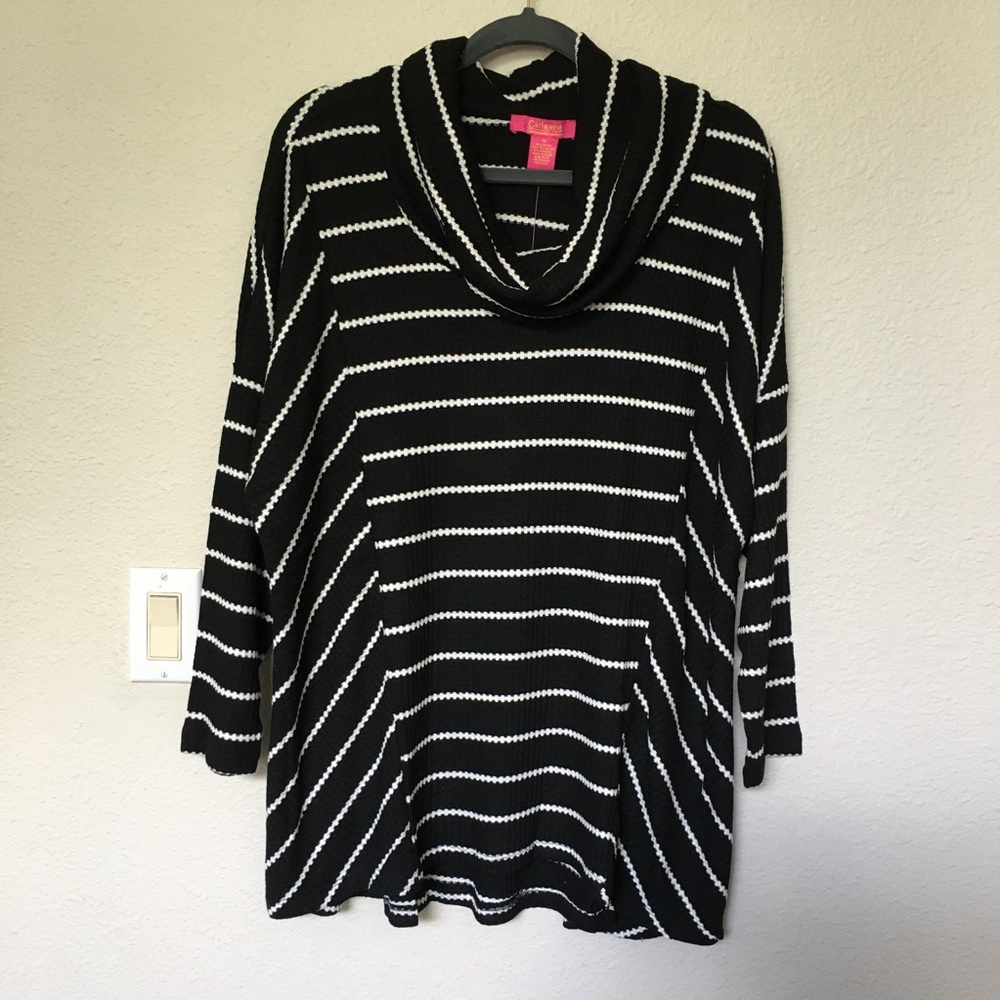 Catherine Malandrino Waffle Knit Cowl Neck Sweater